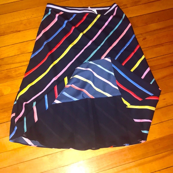 NWT 💥Ecru Women’s Rainbow Stripe Navy Midi Skirt💥 Sz. M - Picture 2 of 6